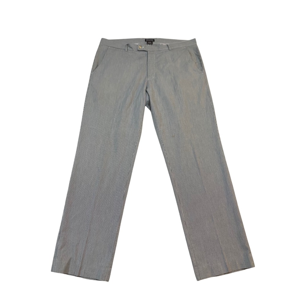 Michael Kors Mens Seersucker Striped Pants Blue White Cotton 36x32